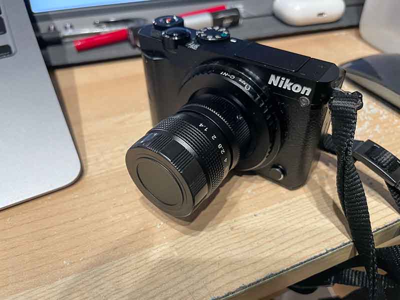 Nikon 1 J5にPixco CCTVレンズ 25mm f/1.4（Pixcoレンズアダプター16mm Cマウント）を付けて撮影するにはMモードを選択する